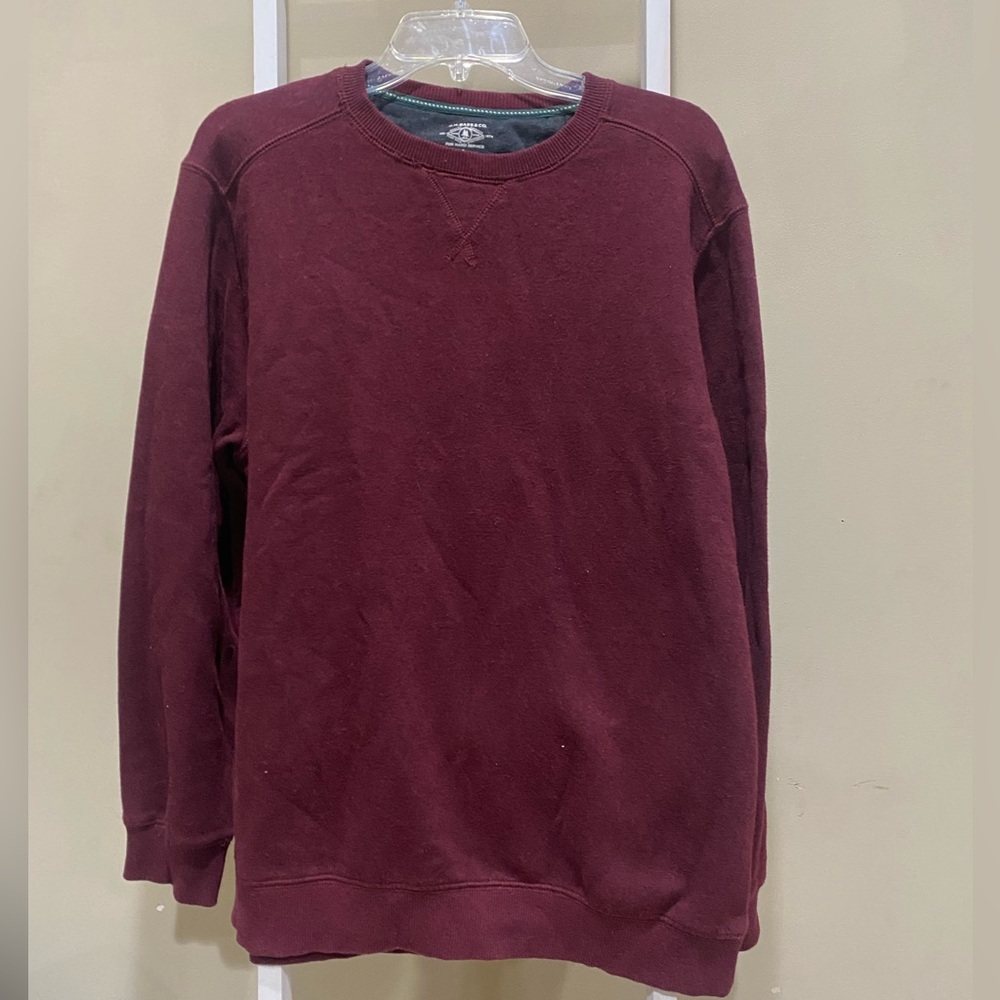 G.H. Bass & Co For Hard Service Men L Burgundy Crewneck Sweatshirt Pullover-285